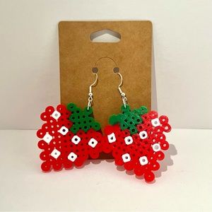 Strawberry Pixel Bead Earrings